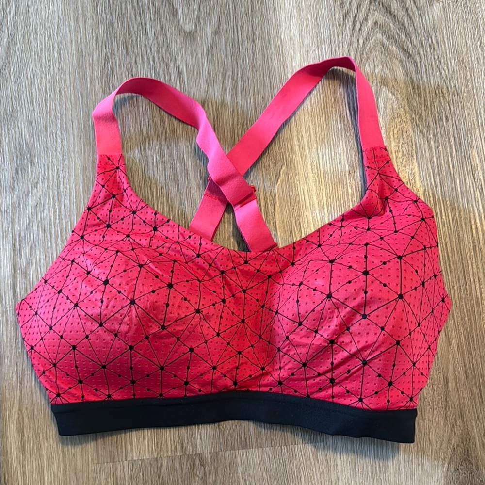Victoria's Secret Black and Red Sports Bra with Strappy Back